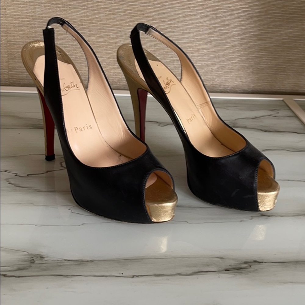 Christian Louboutin black sling back pump